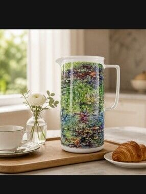 Rare Vintage Chaleur Master Impressionists Art Monet Water Lilies Pitcher Vase